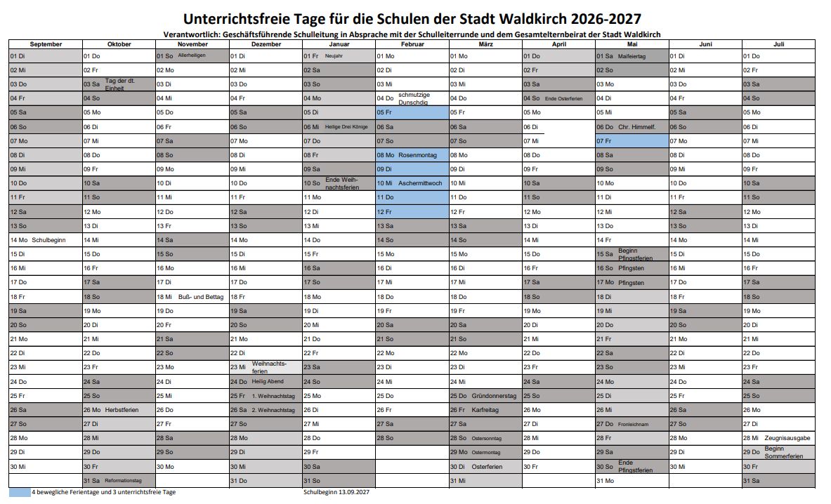 Ferienkalender 26 27